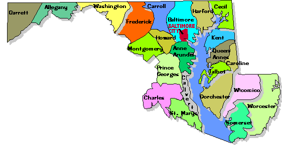 Map of Maryland Counties